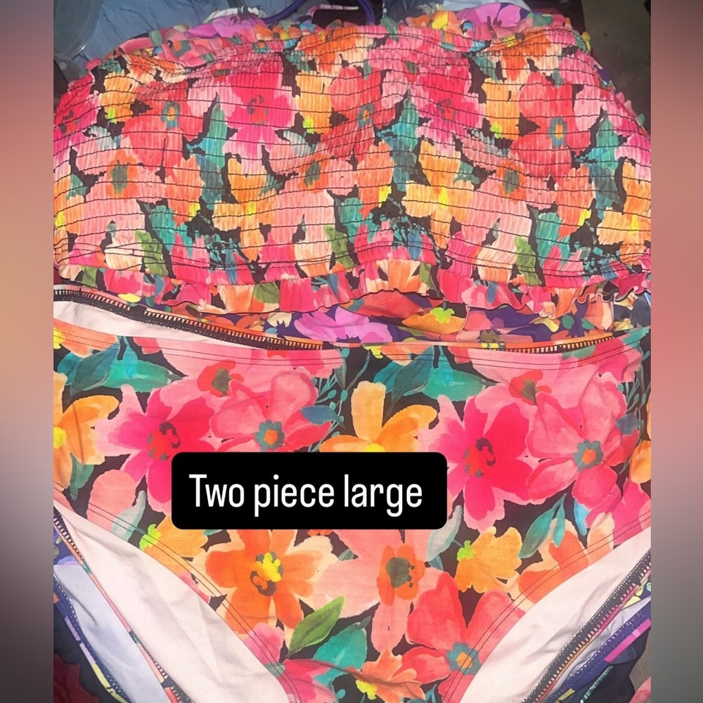 Cupshe Floral Two-Piece Bikini in Pink, Orange, Yellow, Green, Blue